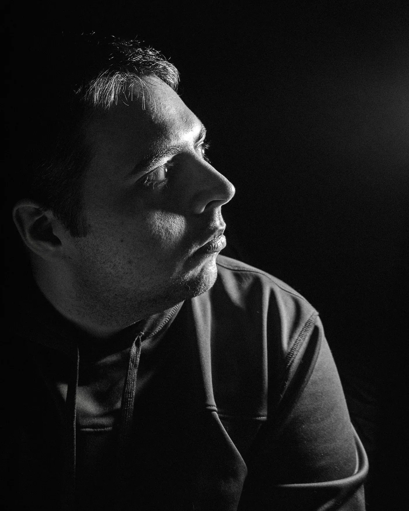 Black and white self-portrait of Dalton Barron