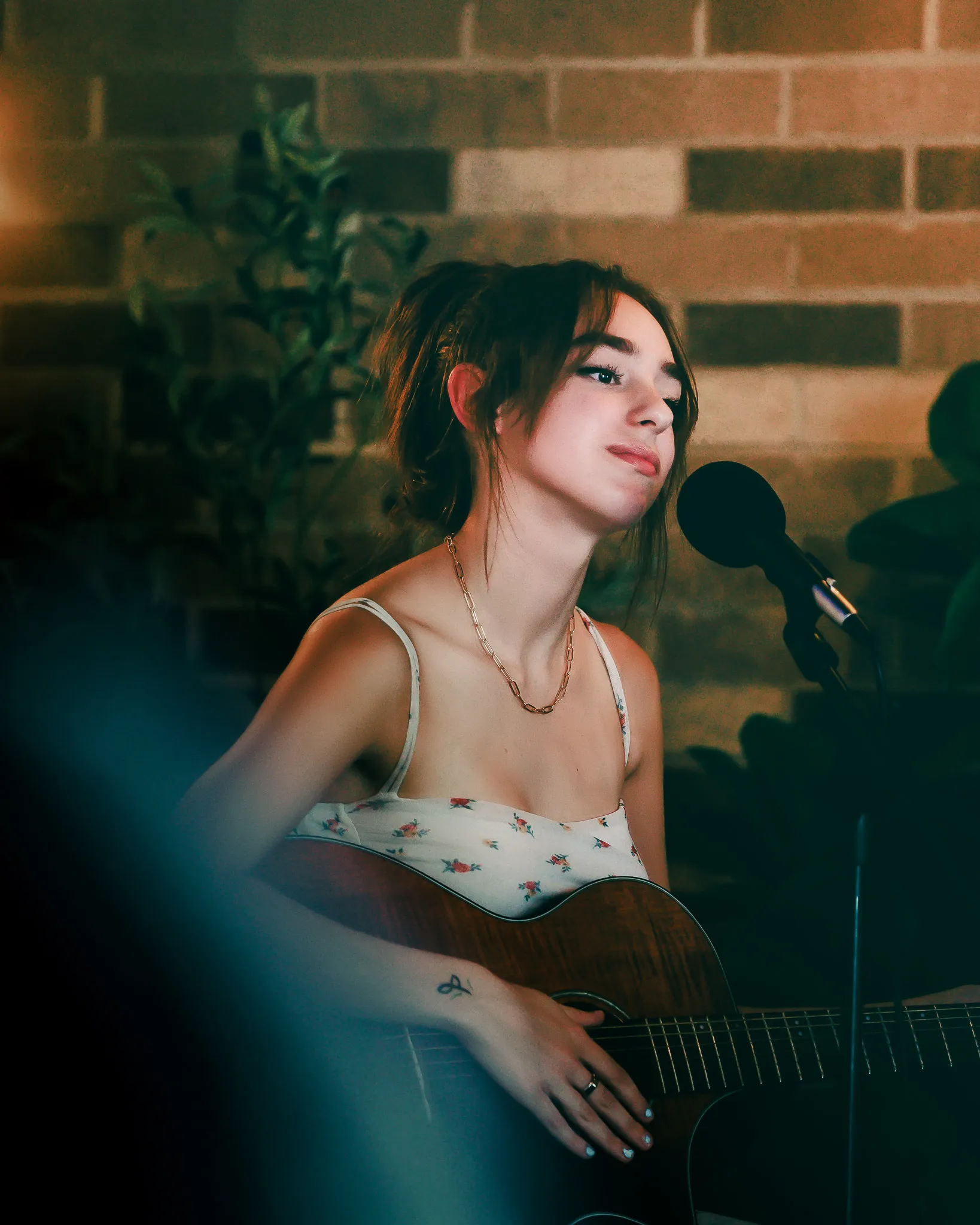 Musician photographed in an editorial performance setting